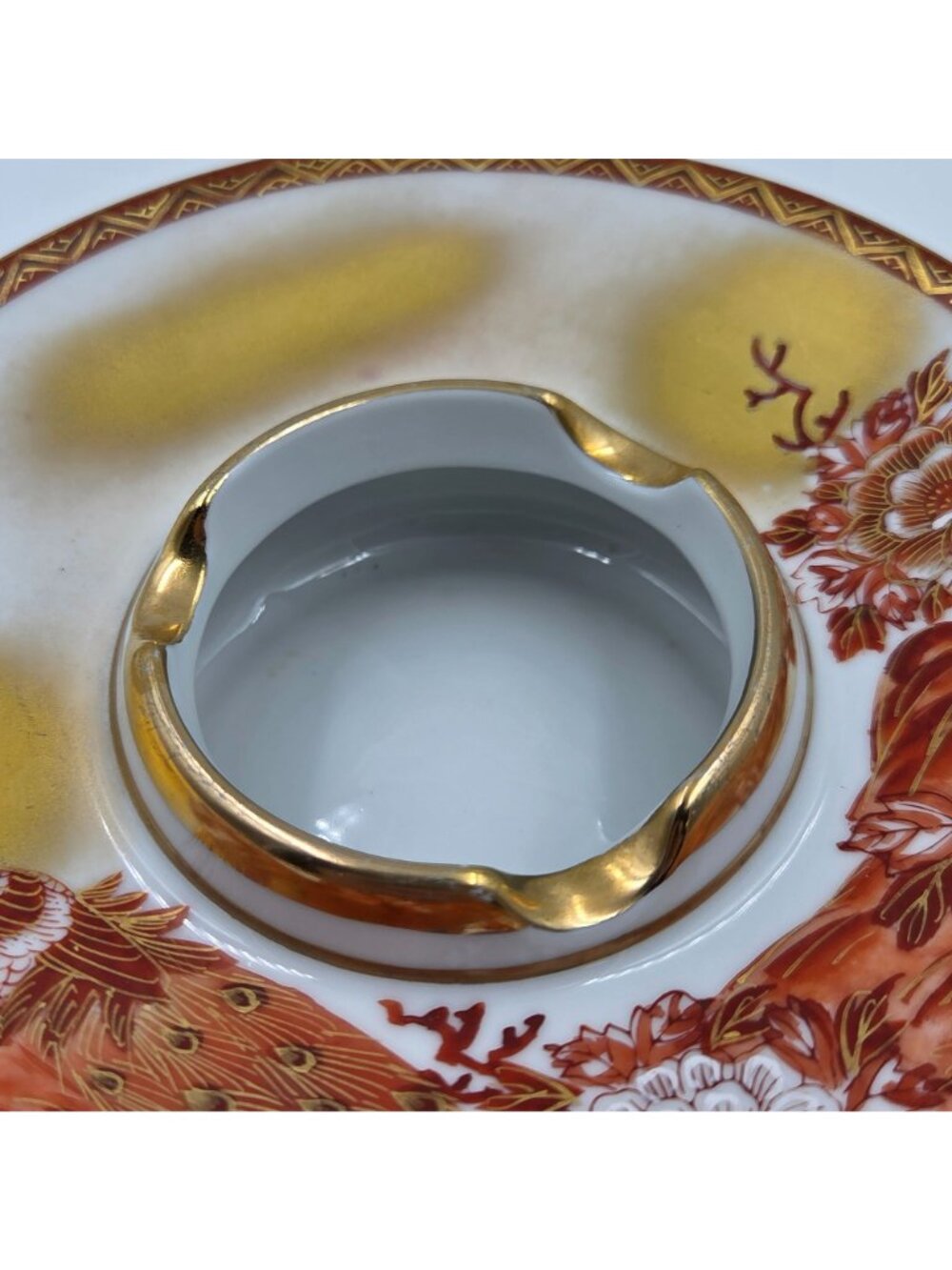 Kutani Peacock & Peony Water Well or Ashtray From the Meiji Period - Picture 10 of 10